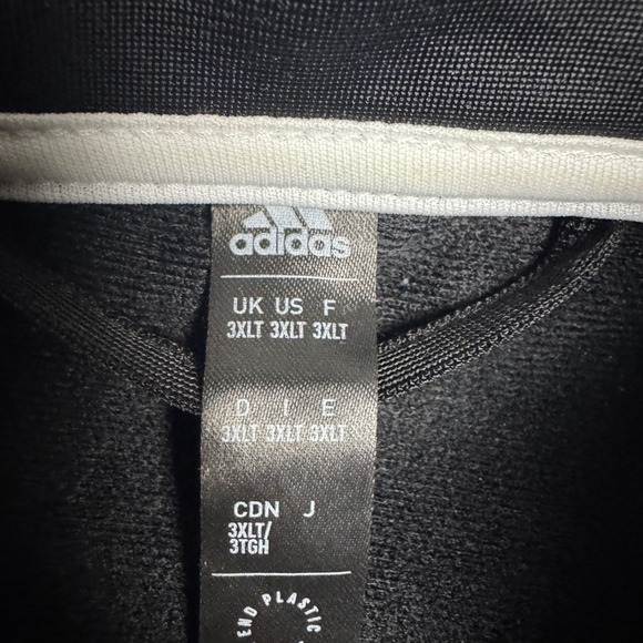 Adidas Mens 3 Stripes Full Zip Track Jacket Black White Size 3XLT Tall - Picture 4 of 5